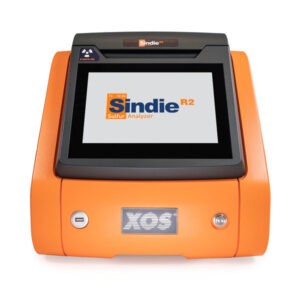 Produktbilde av xos sindie r2 instrument. En firkantet oransje instrument med smartdisplay.